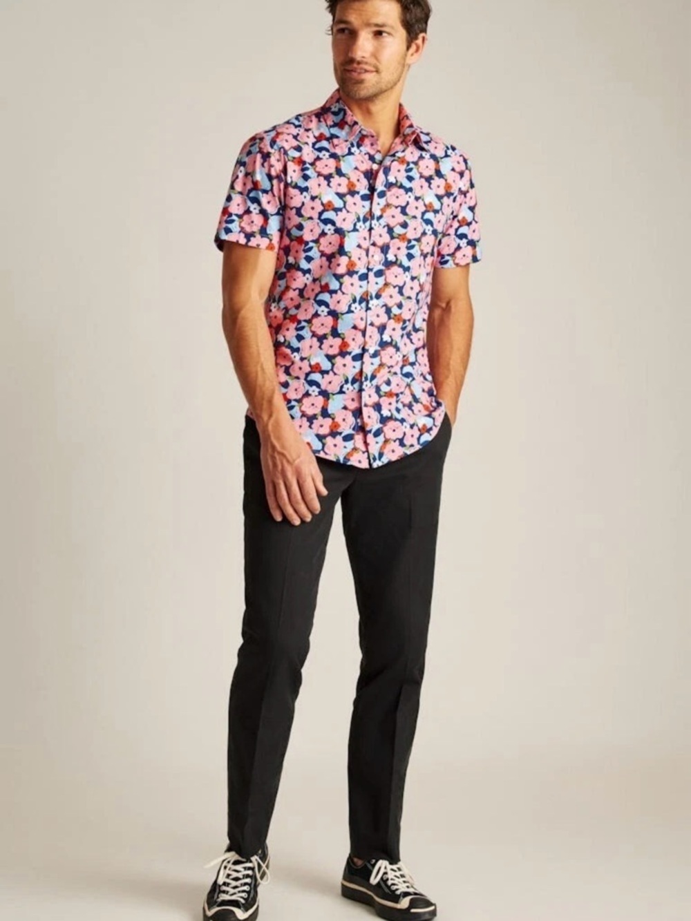Bonobos Riviera Short Sleeve Men's Shirt Floral Printed Athletic Fit Size M